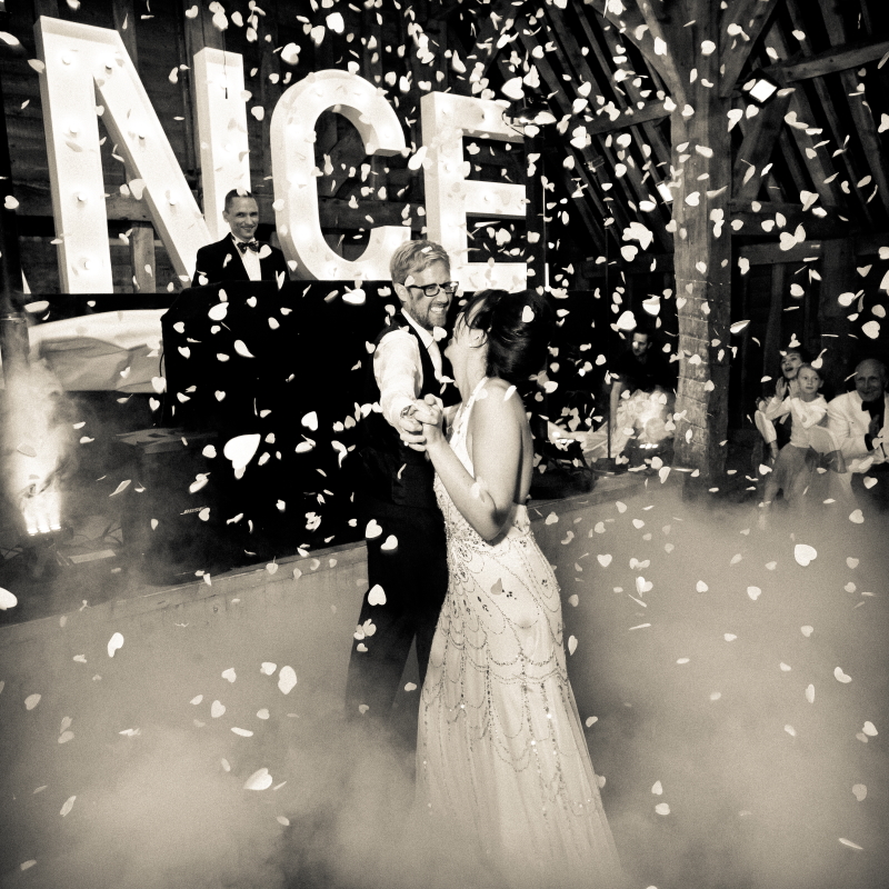 Couple celebrating their unique wedding moment