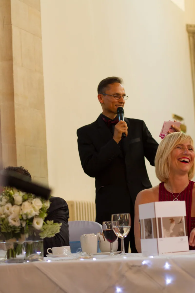 Wedding host introducing the couple with warm welcome