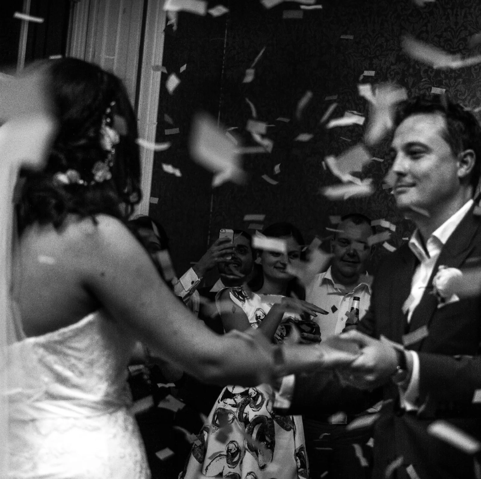 Wedding celebration with confetti